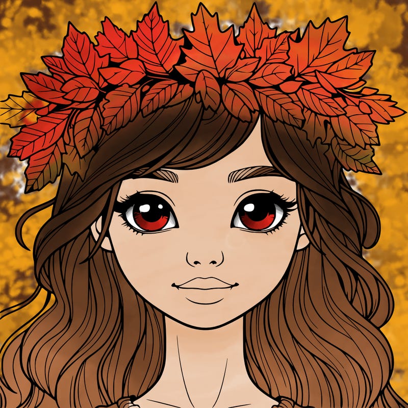 realistic girl with fall leaf crown