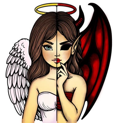 realistic angel half demon