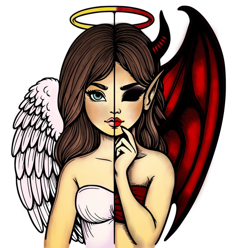 realistic angel half demon