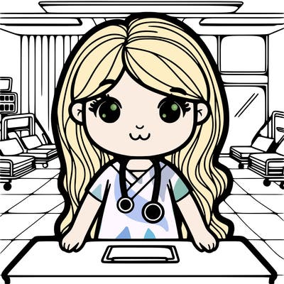 girl at hospital with long hair