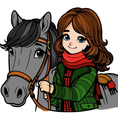 a girl on a horse realistic