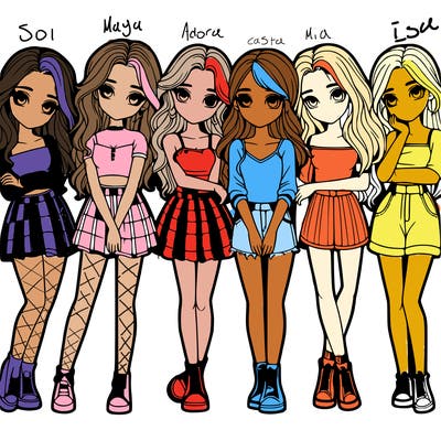 a group of girls realistic