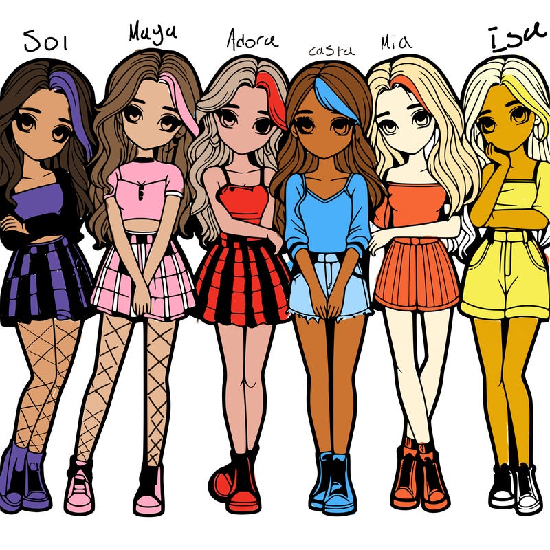 a group of girls realistic