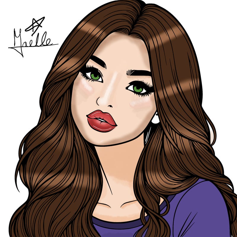 realistic girl with hair on her hair and lips