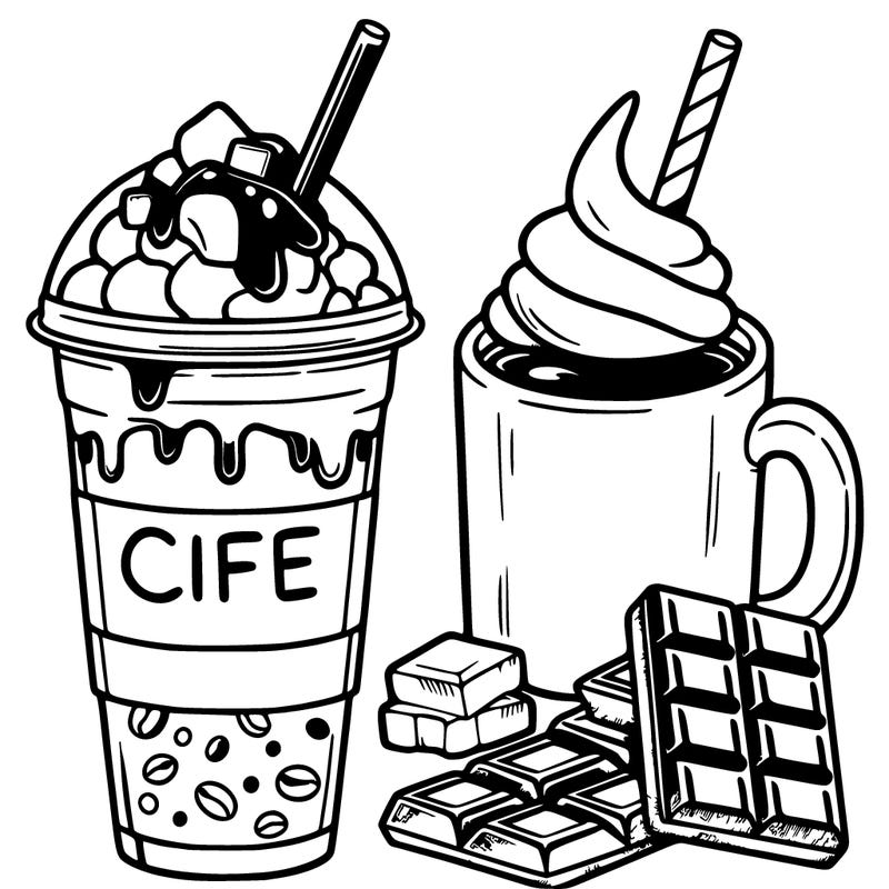 ice coffee   and  chocolate