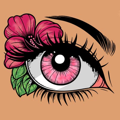 realistic eye with flower
