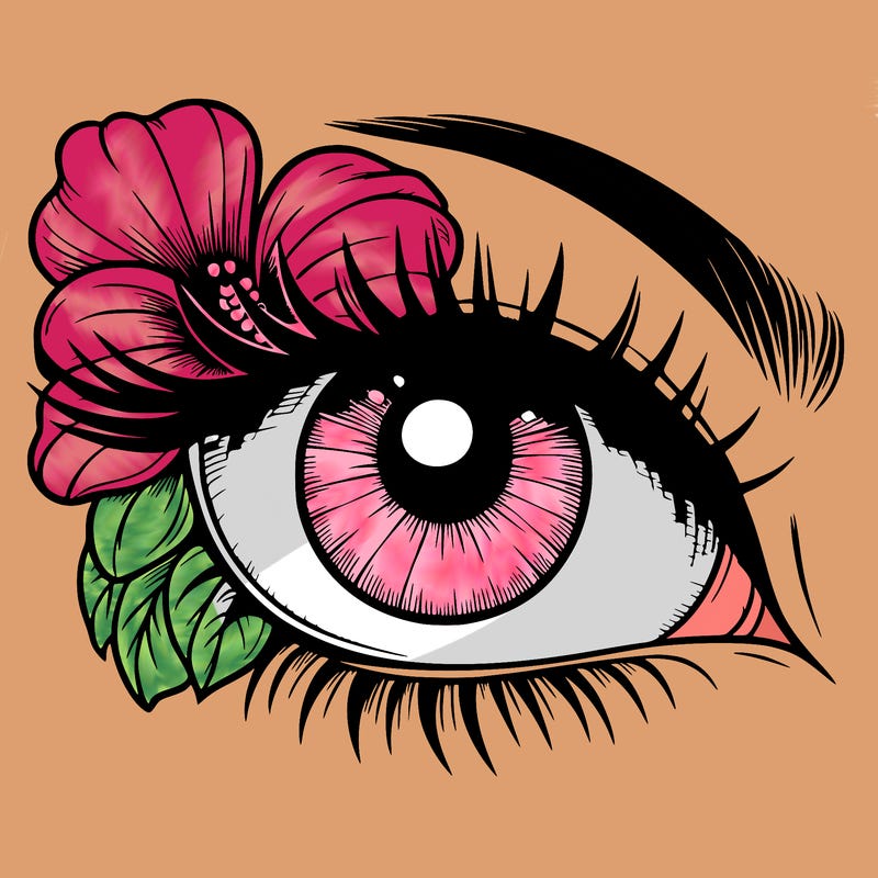 realistic eye with flower