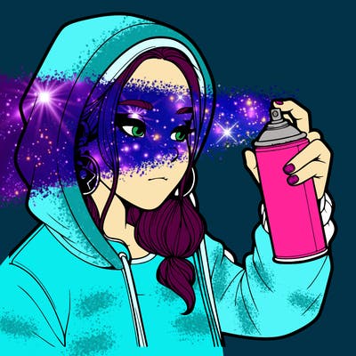 a realistic girl, spray painting