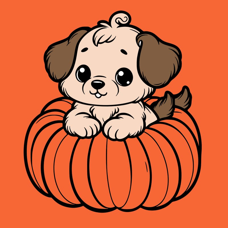 cute little puppy in a pumpkin