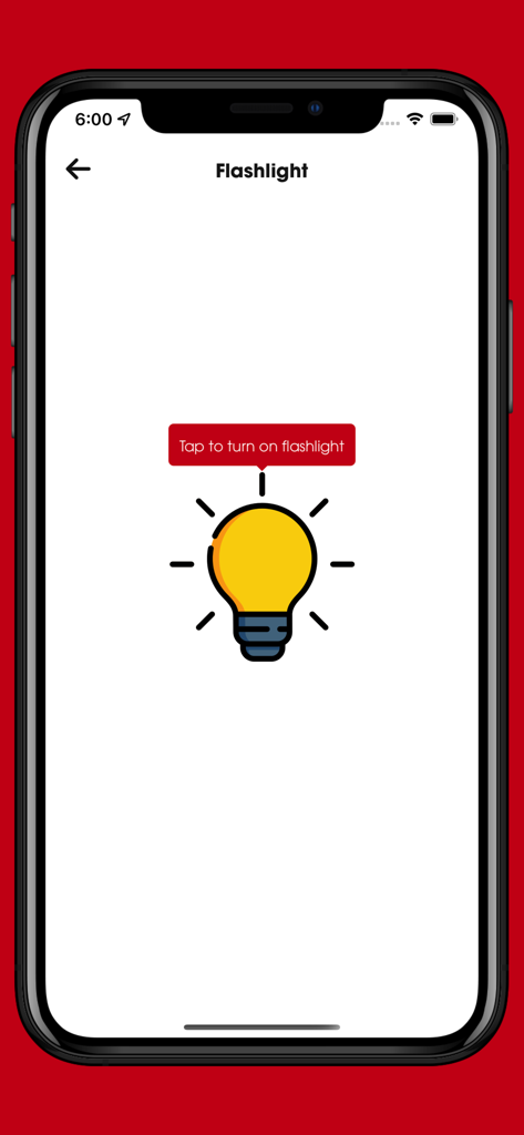 Flashlight hardware diagnostic test screen on Phone Checker app