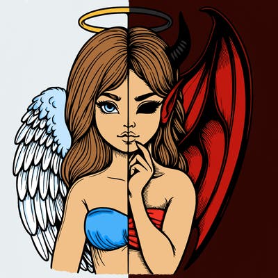 realistic angel half demon