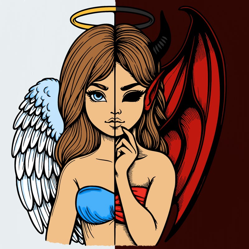 realistic angel half demon