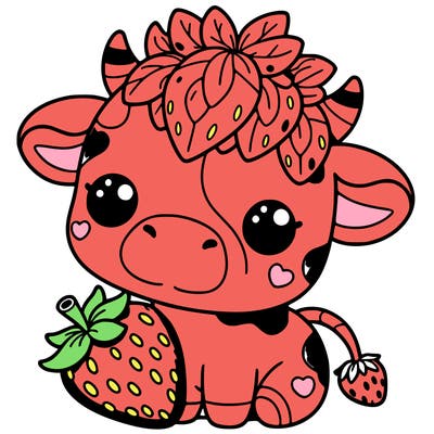 cute strawberry cow
