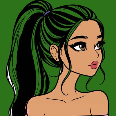 a beautiful and realistic girl with a high pony tail