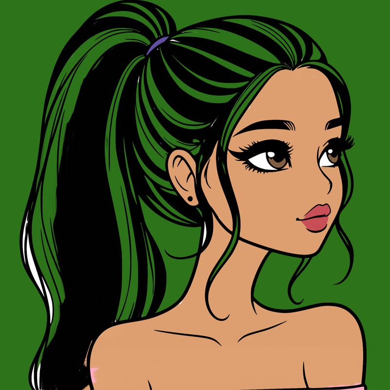 a beautiful and realistic girl with a high pony tail