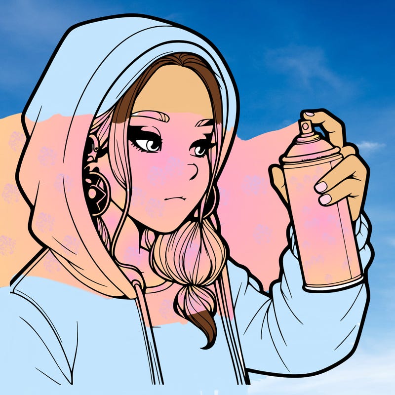 a realistic girl, spray painting