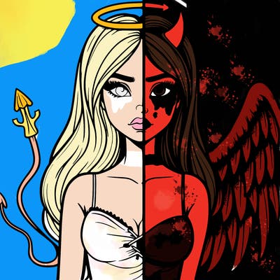 devil vs angel realistic girl
