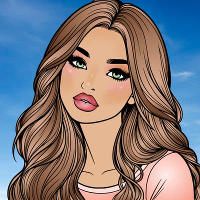 realistic girl with hair on her hair and lips