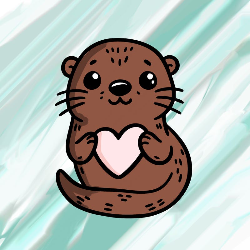 otter with a heart