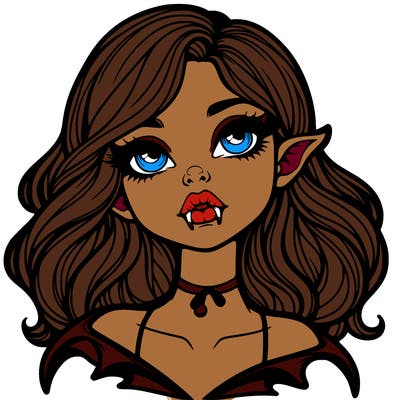 vampire cute realistic girl with lips