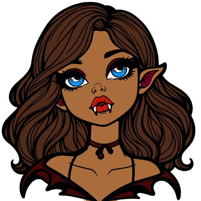 vampire cute realistic girl with lips