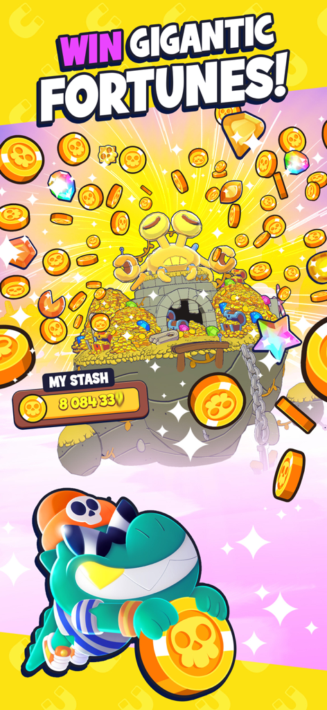 Go Go Magnet! - A cartoon pirate crocodile holding a gold coin next to a treasure island in Go Go Magnet