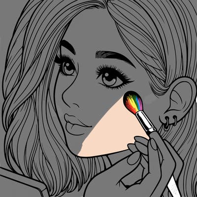 a realistic girl doing her makeup