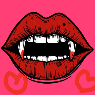 lips with vampire teeth