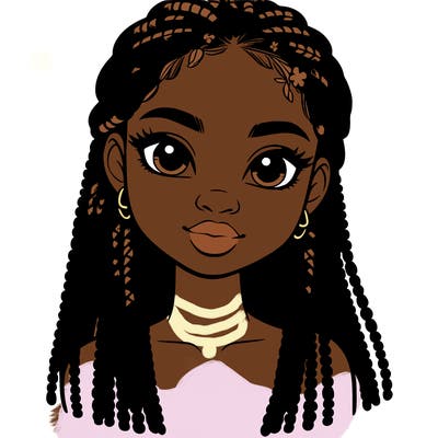 a realistic black girl with braids