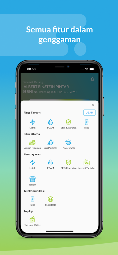 Danai.id - P2P Lending - Danai.id mobile app interface showing financial services and payment options