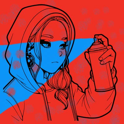 a realistic girl, spray painting