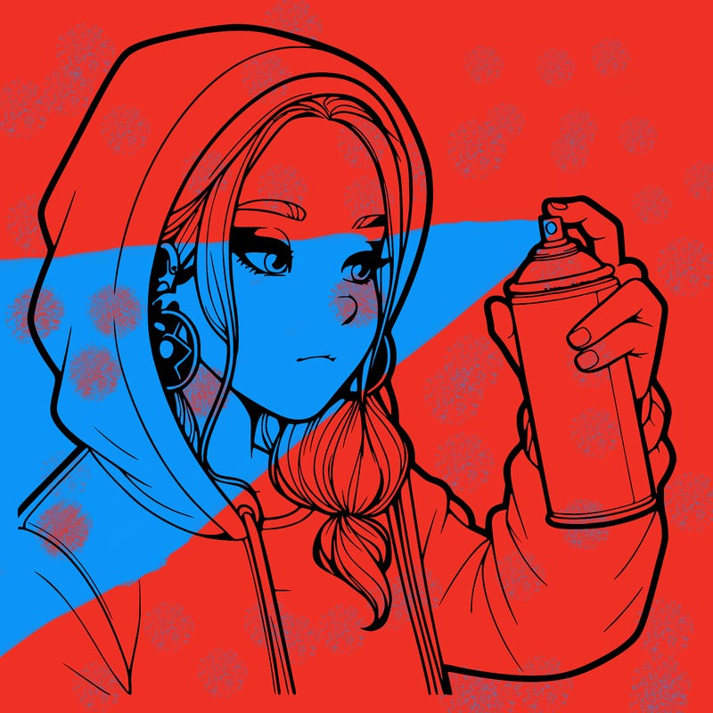 a realistic girl, spray painting