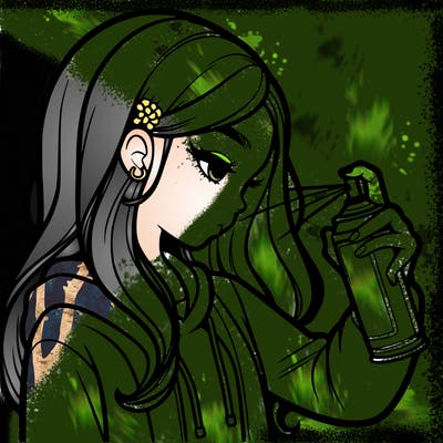 a realistic girl spray painting