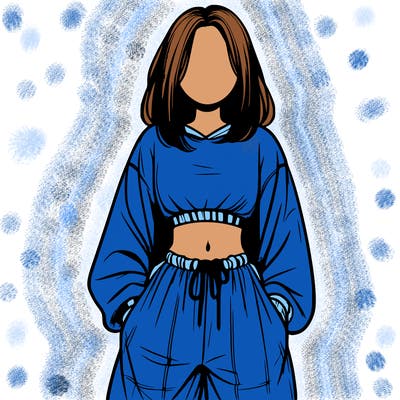 realistic girl faceless with baggy pants and a crop top