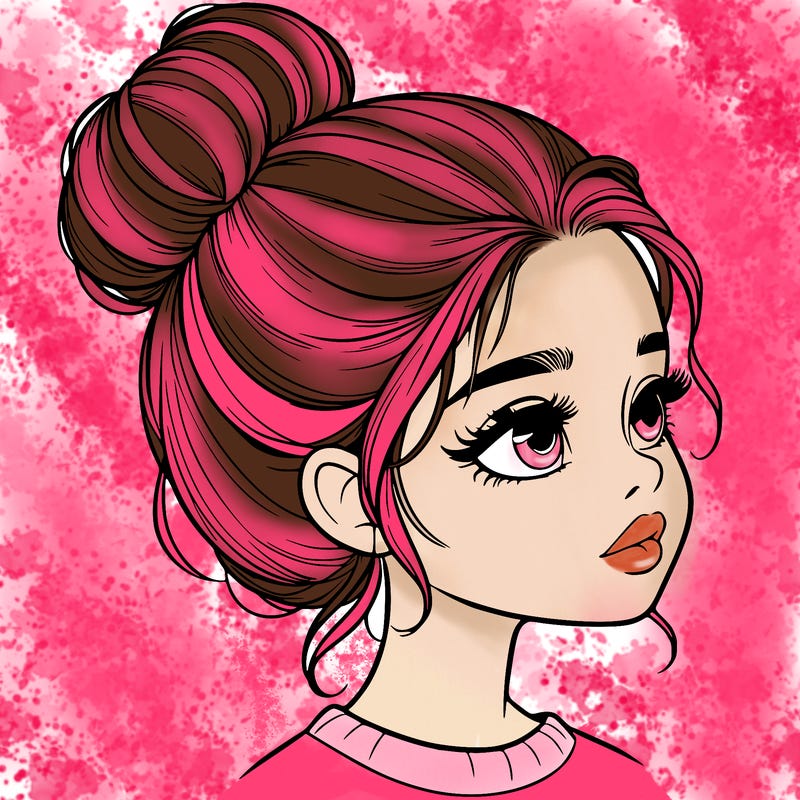 realistic girl with bun