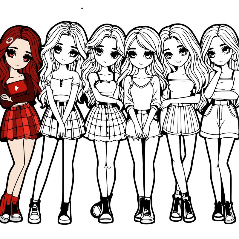 a group of girls realistic