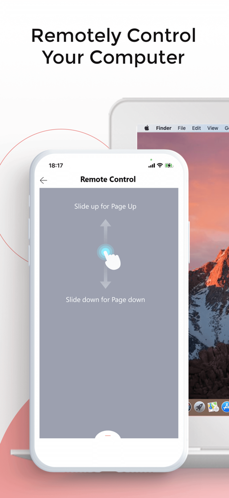 iPhone screen showing the Zapya remote control interface for a computer