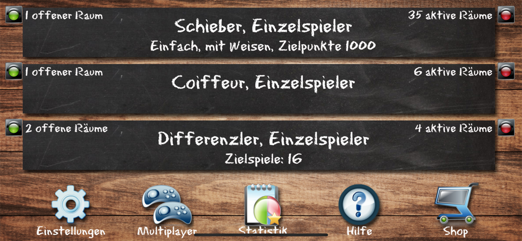 Pantalla del menú de la aplicación SwissJass mostrando modos de juego y actividad en línea