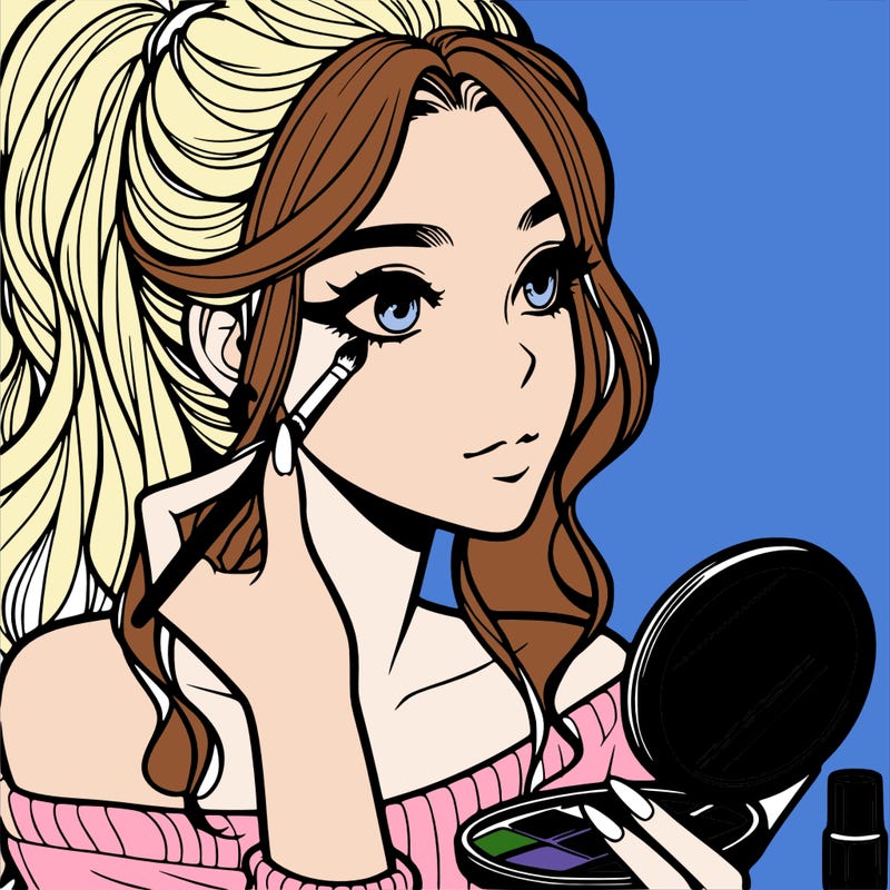 a realistic girl doing her makeup