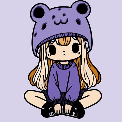 a girl wearing a frog hat and some frog socks