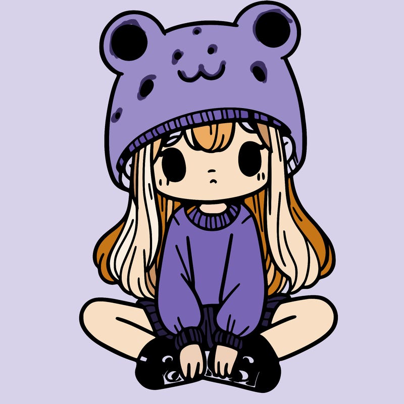 a girl wearing a frog hat and some frog socks