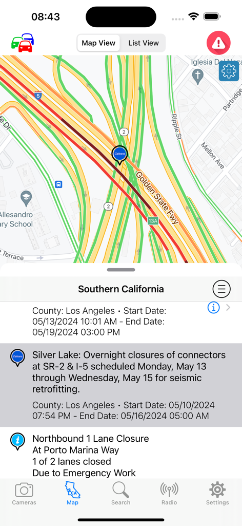 Live Traffic Cameras in CA - Real-time traffic map and road closure alerts in California