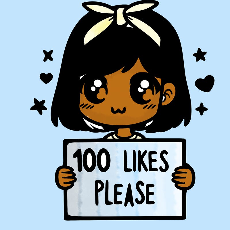 girl holding sign saying 100 likes please