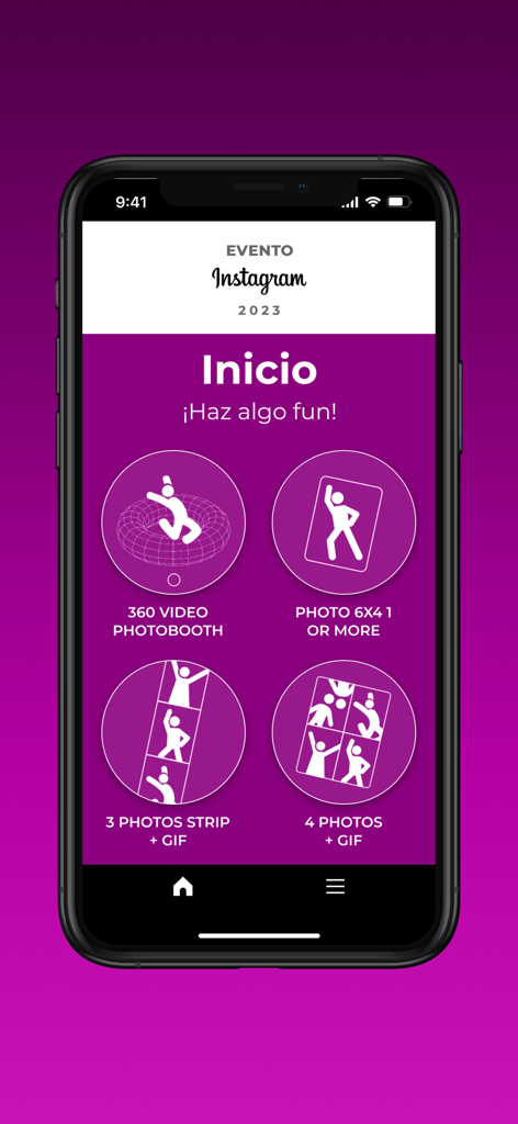 funEvent 360 photo booth - Main interface of funEvent 360 photo booth app showing photo and video capture modes
