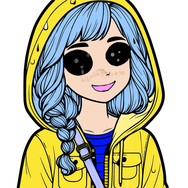 realistic girl with rain jacket on