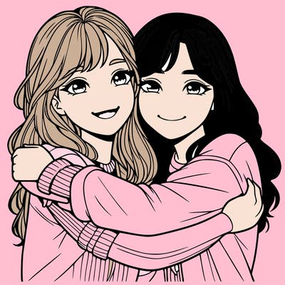 best friends hugging  realistic