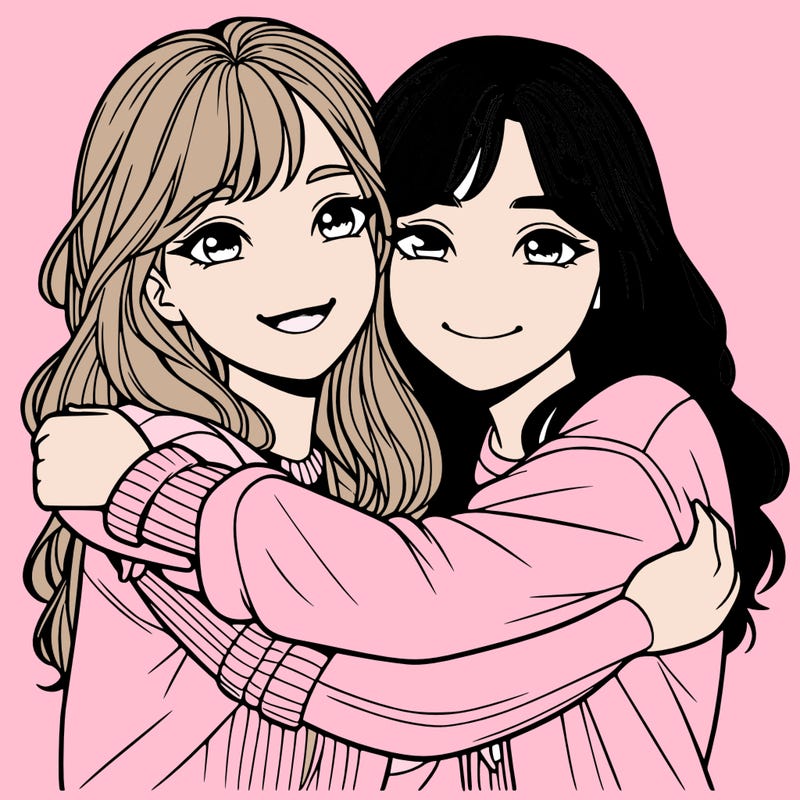 best friends hugging  realistic