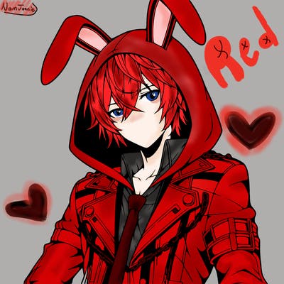 hot anime boy in a hoodie with bunny ears anime realistic