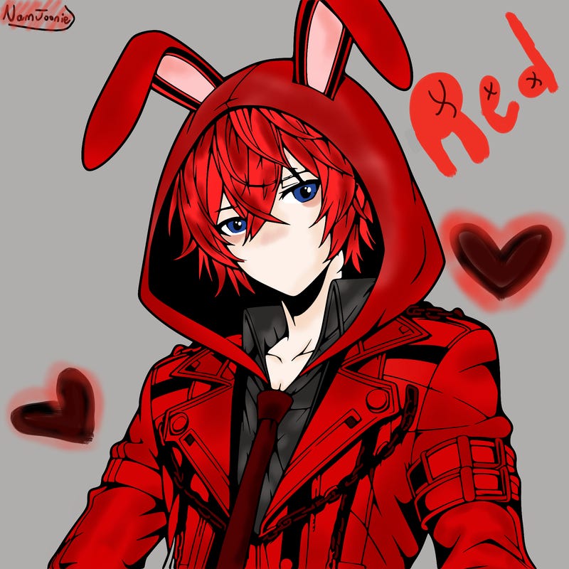 hot anime boy in a hoodie with bunny ears anime realistic
