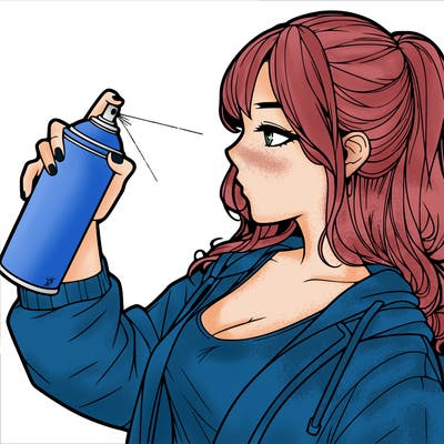 a realistic girl spray, painting